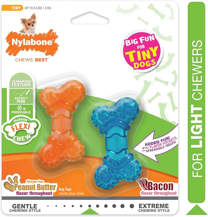 Nylabone Moderate Chew Flexi Chew Bone Peanut Butter & Bacon XX-Small/Tiny - Image 7