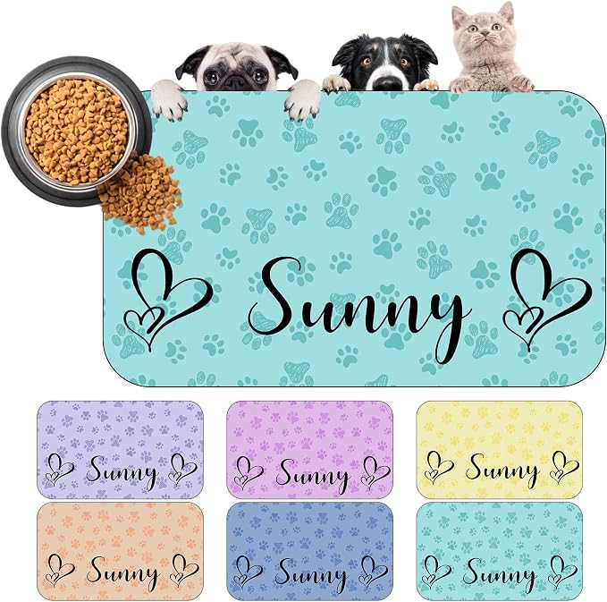 Personalized Dog Cat Mat with Name Photo Custom Placemat Feeding Mats by MYESCUSTOM