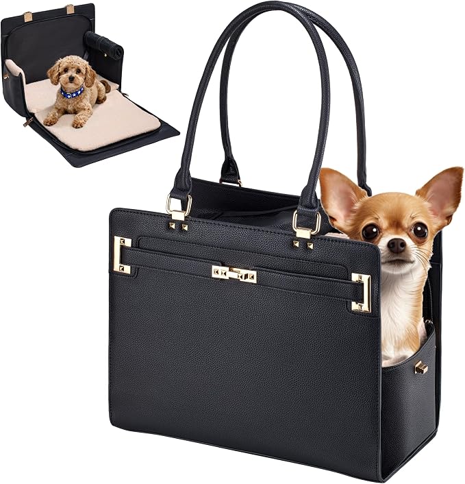 Dog Purse Carrier for Small Dogs, Stylish Foldable Pet Carrier Purse Tote Bag by GLOBLYTE