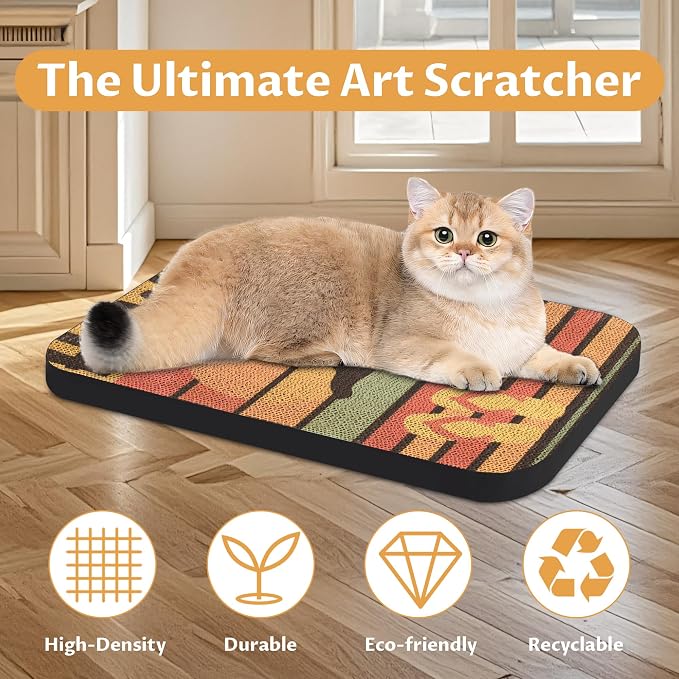 Art Cat Scratcher, Wall-Mountable Cat Scratching Board, Cat Wall Scratcher - Image 4