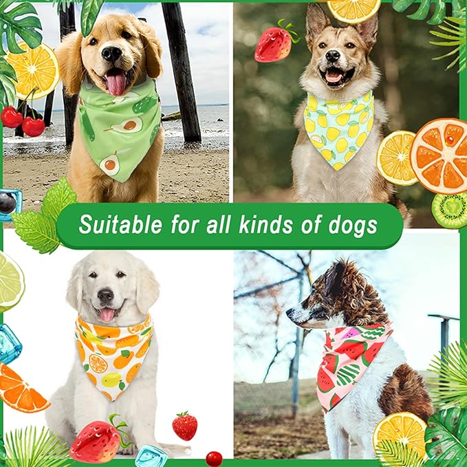 6 Pack Spring Summer Dog Bandanas Hawaii Fruit Pattern, Dog Bandanas Scarf Bibs - Image 5