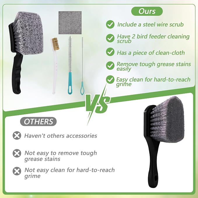 5Pcs Bird Bath Brush Kit, Larbeti 1P Hard Silk Bristle Bird Bath Cleaner Brush - Image 7