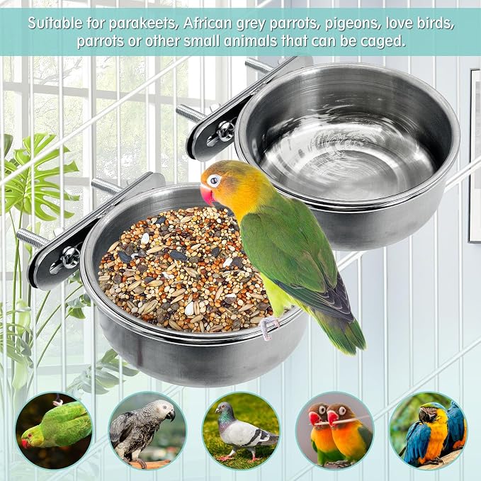PINVNBY Stainless Steel Bird Bowl Parrot Food Water Bowls - Image 7