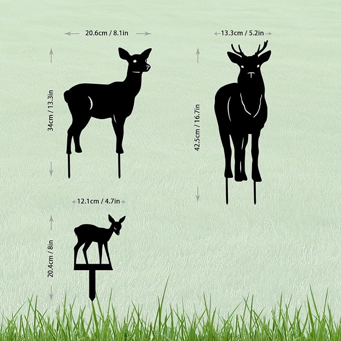 3 Pack Deer Metal Garden Decorative Stakes, Weather Proof Silhouette Statues - Image 4