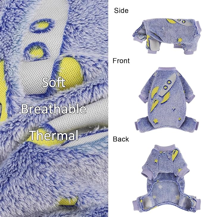 Fleece Dog Pajamas Small, Fall Winter Pjs, Cute Extra Small Puppy Clothes - Image 6