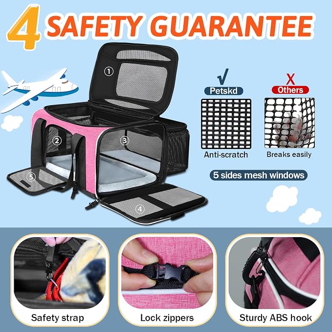 Petskd Top and Side Expandable Pet Carrier 17x11x9.5 Inches Alaska Airline - Image 5