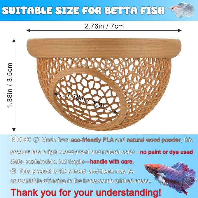 Floating Betta Hide & Shrimp Cave – 3D Printed Aquarium Hammock, Feeder & Rest - Image 3
