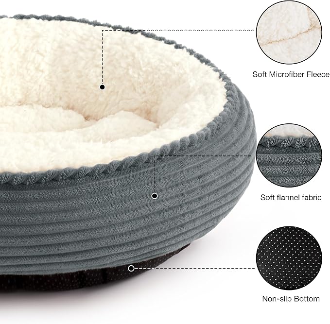 Love's cabin Round Donut Cat and Dog Cushion Bed, 25in Pet Bed - Image 2