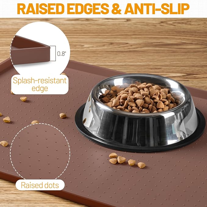 Hubulk Dog Feeding Mat, 100% Waterproof Food Grade Silicone Pet Food and Water - Image 3
