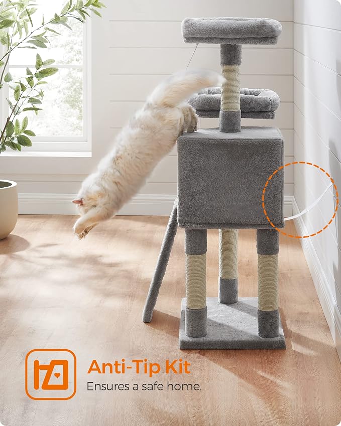 Feandrea Cat Tree, 45.3-Inch Cat Tower, Plush Condo - Image 8