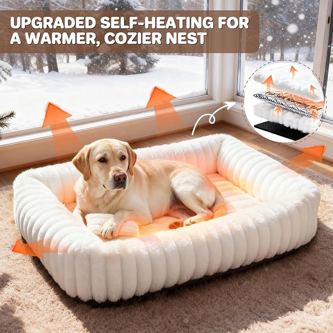 Dog Beds Large Sized Dog, Washable Self Warming Dog Cat Bed Rectangle - Image 2