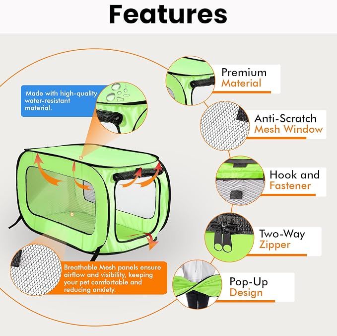 Beatrice Home Fashions Portable, Collapsible, Pop Up Kennel Travel Cat and Dog - Image 4