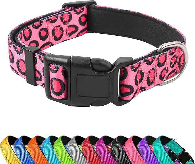 Reflective Dog Collar, Adjustable Soft Neoprene Padded Nylon Pet Collars