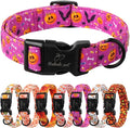 Halloween Dog Collar, Cute Pumpkin Bat Pattern Halloween Purple Puppy Collar by Babolepet