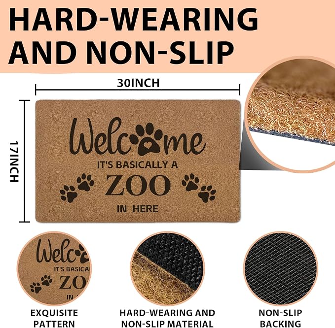 Funny Pet Welcome Door Mats, It's Basically a Zoo in Here Door Mat - Image 3