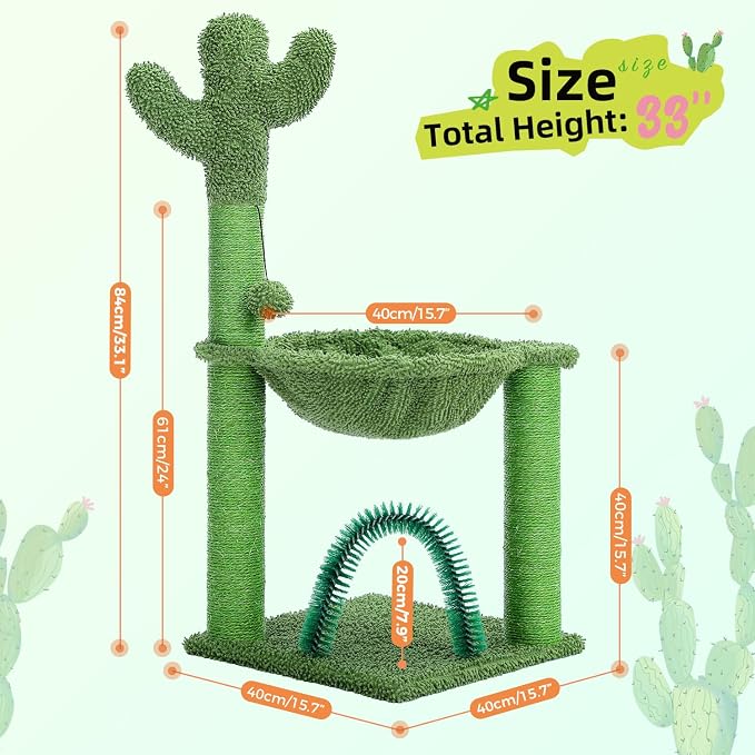 PAWZ Road Cactus Cat Tree, 33 Inchs Cat Tower - Image 2