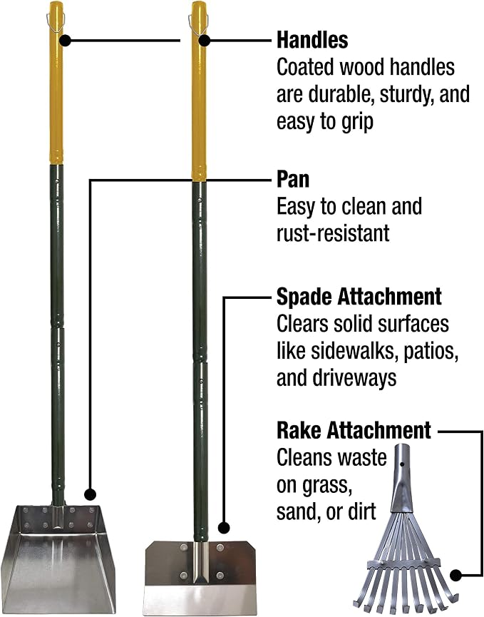 Four Paws Stainless Steel Long-Handled Dog Pooper Scooper Rake, & Pan 3 Piece - Image 3
