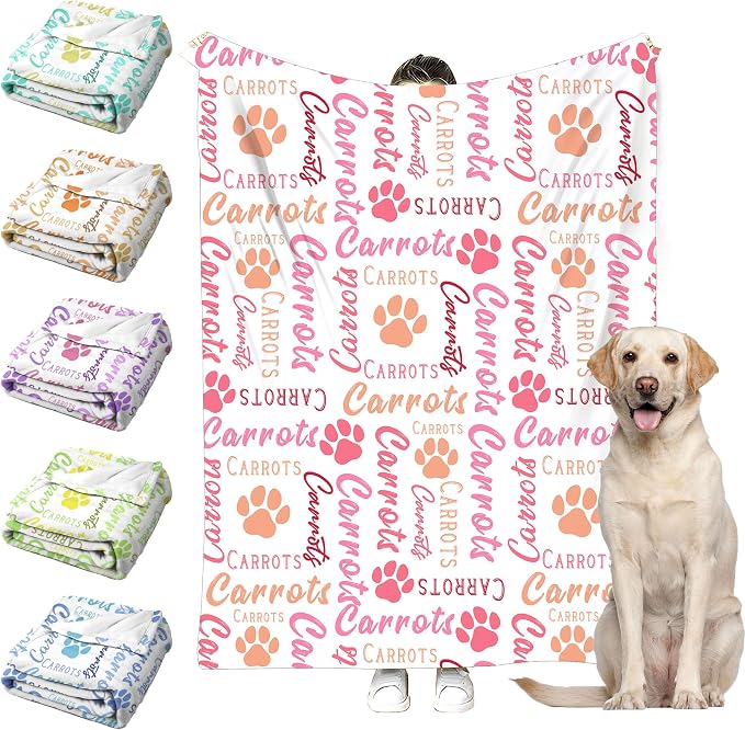 Personalized Paw Print Dog Blanket by Faroishta