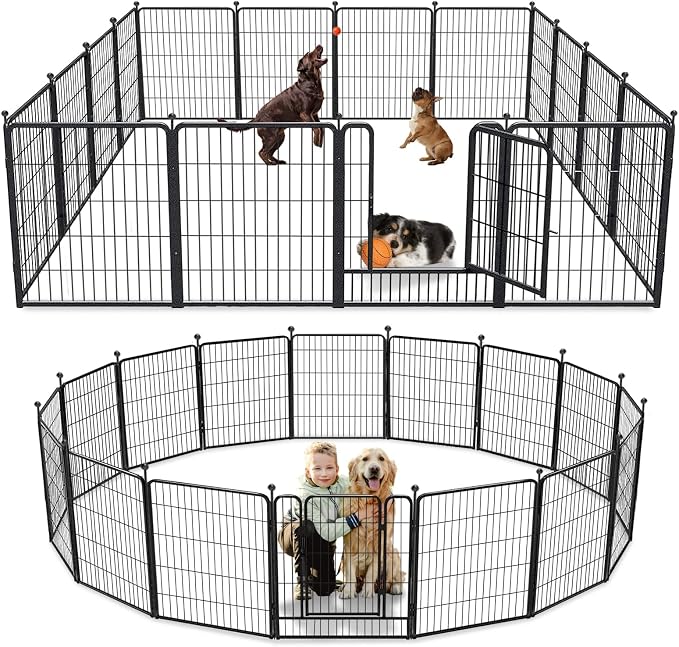 Dog Playpen 32 inch 16 Panels Indoor Outdoor Dog Pen by Jhsomdr