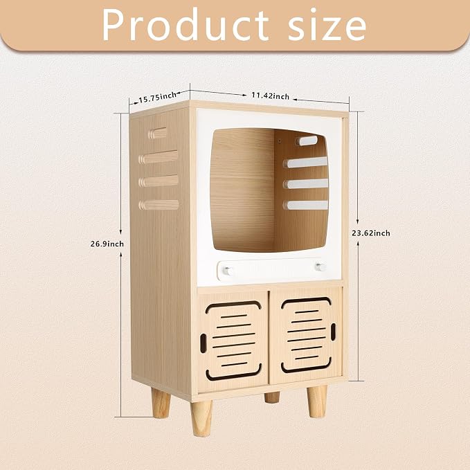 Cat House Side Table, 2-in-1 Wooden Cat House and Bedside Table - Image 2