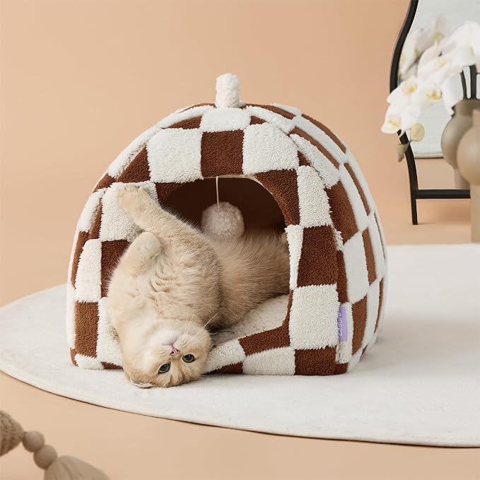 Lesure Cute Cat Beds for Indoor Cats - 2 in 1 Cat Cave Bed for Large Cats - Image 2