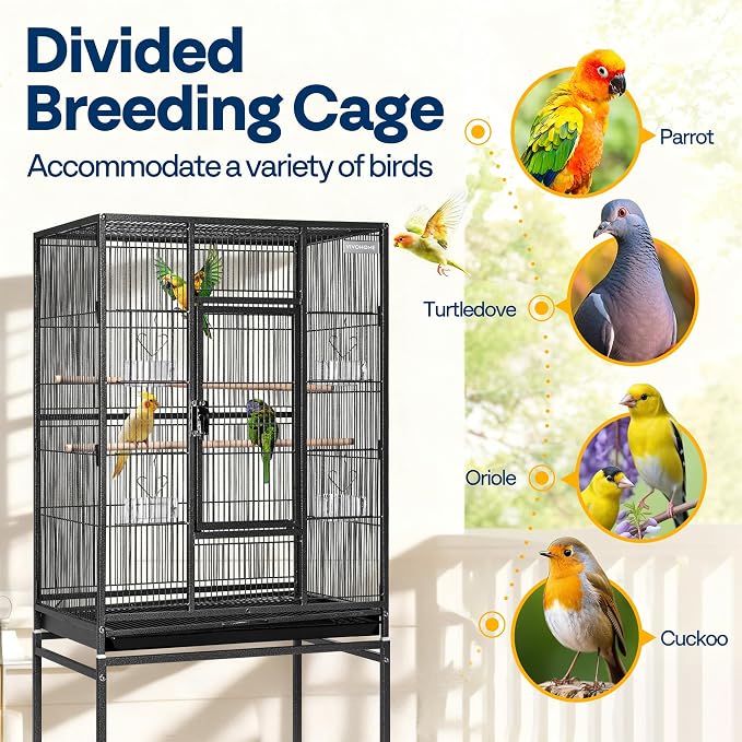 VIVOHOME 54 Inch Wrought Iron Large Bird Flight Cage - Image 6