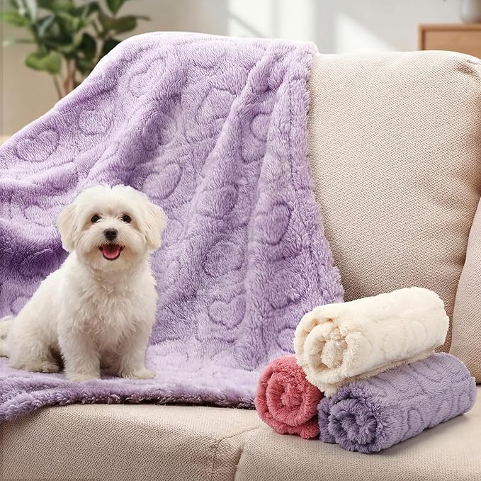 Tegeme 3 Pcs Small Dog Blanket 280 GSM Washable Pet Bed Cover Soft Fluffy Puppy - Image 2