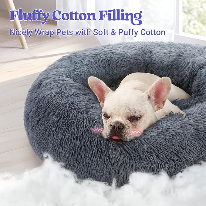 rabbitgoo Dog Bed for Small, 24 inches Machine Washable, Fluffy Donut Pet Bed - Image 3