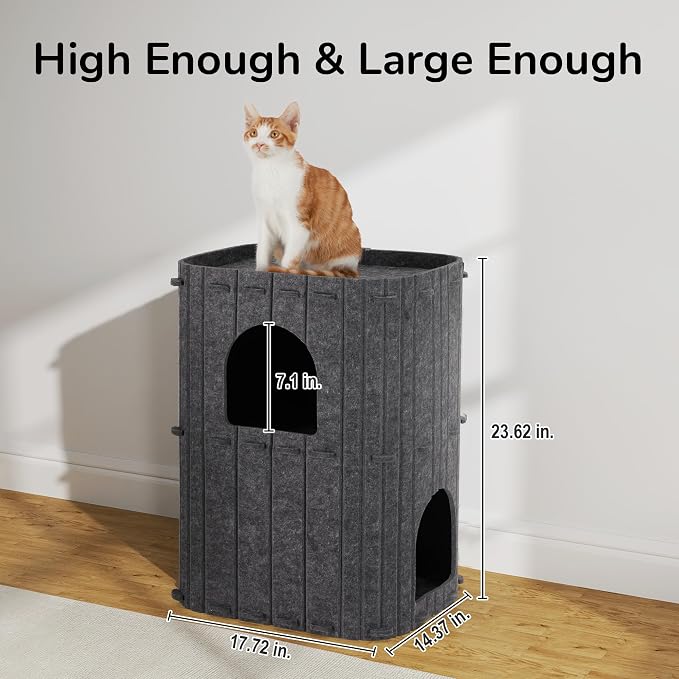 FUKUMARU Cat House for Indoor Cats, 23.62 Inch Large Cat Bed Cave Condo - Image 3