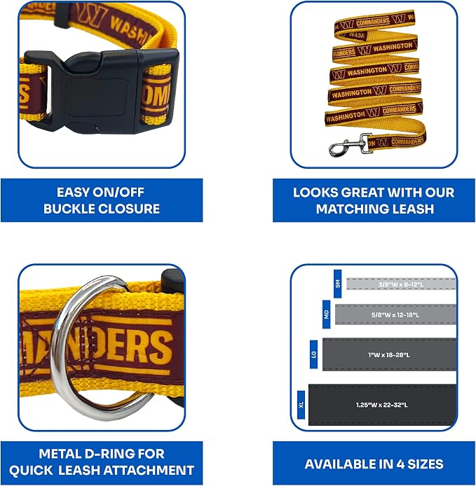 Pets First NFL PET Collar Washington Commanders Dog Collar, Large Football Team - Image 6