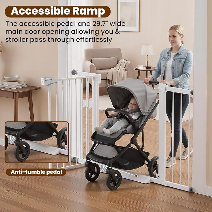 29.7-46" Extra Wide Baby Gate for Stairs, Pressure Mounted Dog Gate Indoor for - Image 5