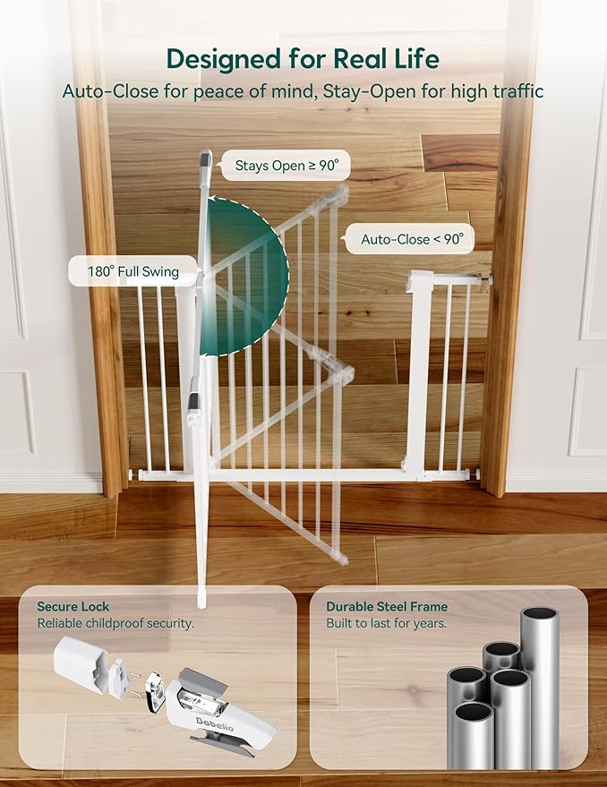 BABELIO 36" Tall Dog Gate PressGuard C5, 26-40" Wide Auto Close Baby Gate - Image 6