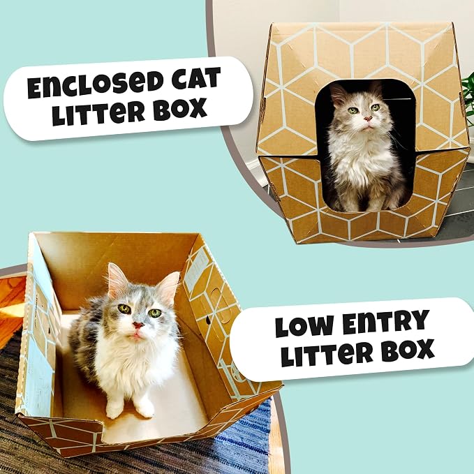 Cats Desire Disposable Litter Box No Plastic Solution w/ Low Entry & Enclosed - Image 5