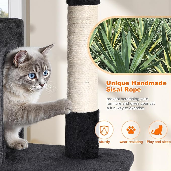 FDW Cat Tree 54in Cat Tower Multi-Level Durable Cat Scratching Post & Cozy Fun - Image 3