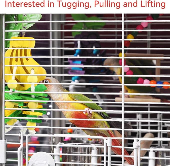 JSLZF Bird Chewing Toy for Parrot Cockatiel Conure Wood Block Cage Hanging - Image 5