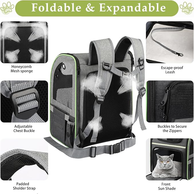 Cat Carrier Backpack, Large Cat Backpack Carrier Soft, Expandable Airline - Image 6