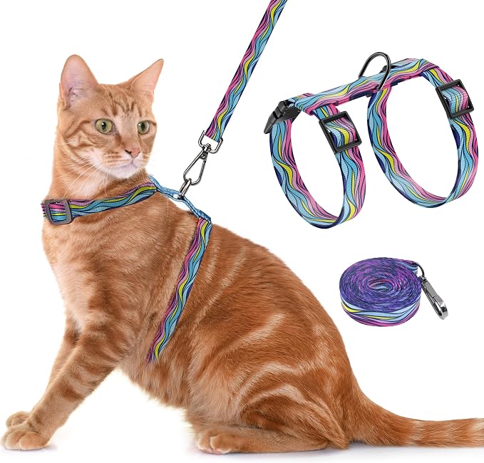 Cat Harness and Leash Set, Adjustable Kitten Harness Escape Proof Cats Harness by Seyezo