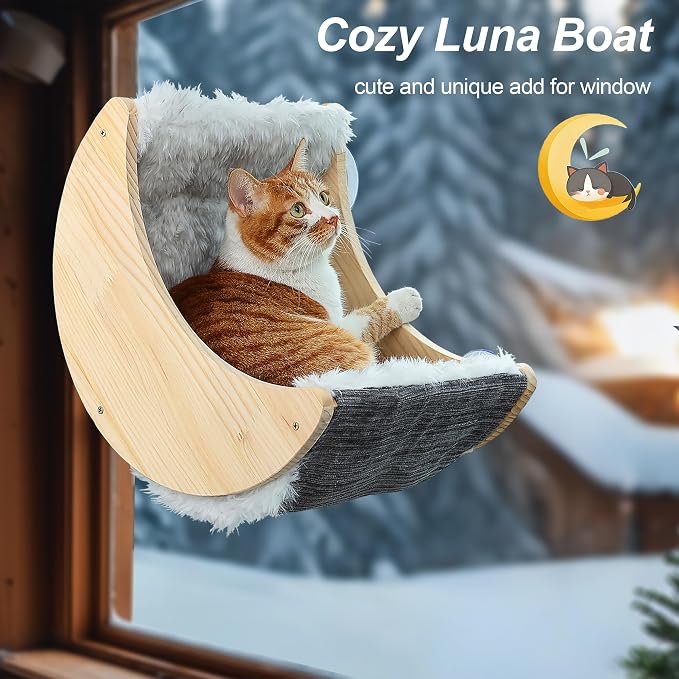 Window Cat Beds with Ultra Plush Hammock, Moon Shelves Mounted with Strong - Image 6