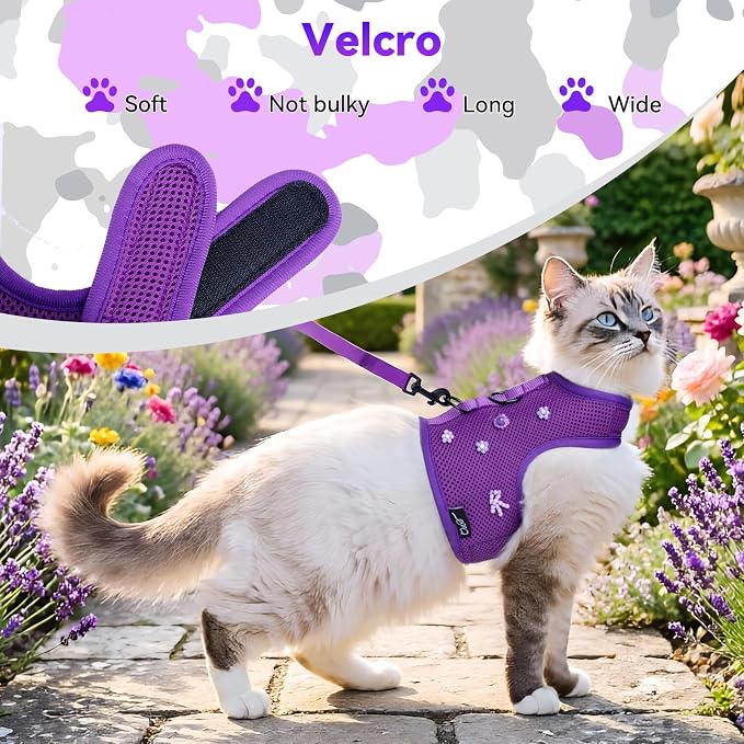 Cat Harness and Leash for Walking Escape Proof Breathable Mesh Fabric, Extra - Image 5
