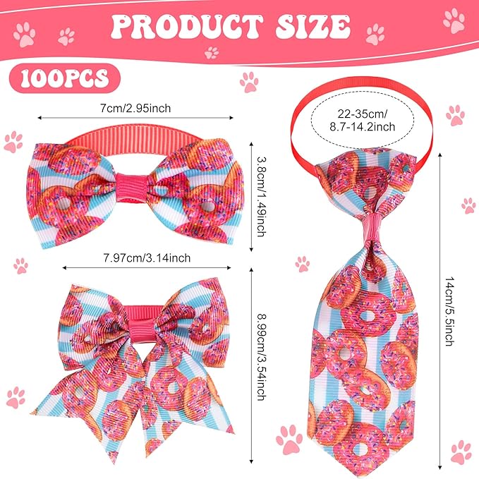 Reginary 100 Pieces Dog Bow Tie Collar Set Include 40 Dog Neckties, and 30 - Image 2