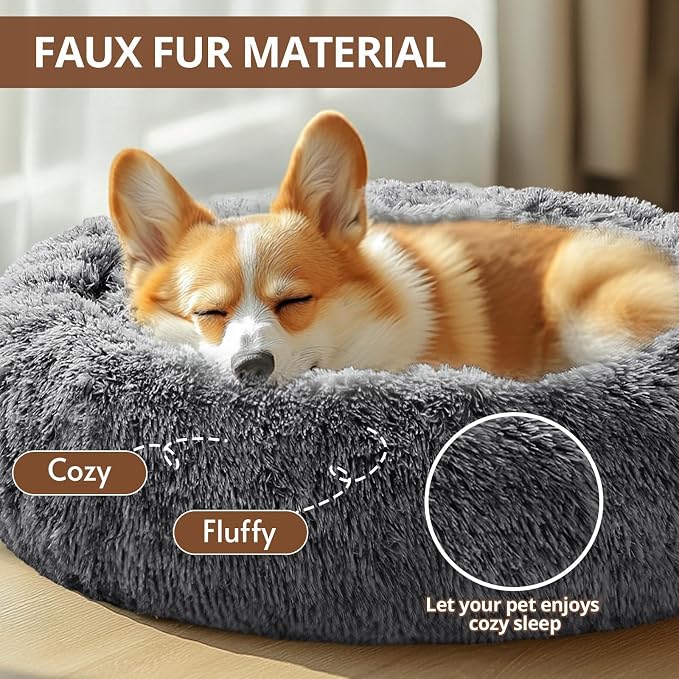 JOLLYVOGUE Calming Dog Bed Large Size Dog, Anti-Anxiety Donut Large Pet Bed - Image 2