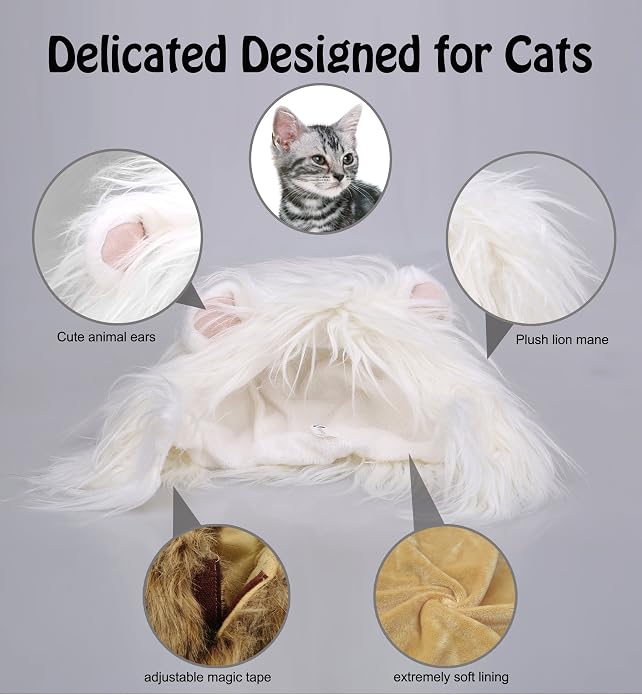 Onmygogo Lion Mane Wig for Cats and Dogs, Funny Pet Cat Costumes for Halloween - Image 3