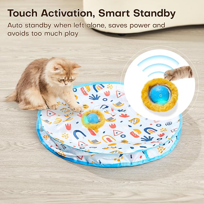 Potaroma Interactive Cat Toys, Fast Moving Ball in Play Mat, Automatic Motion - Image 6