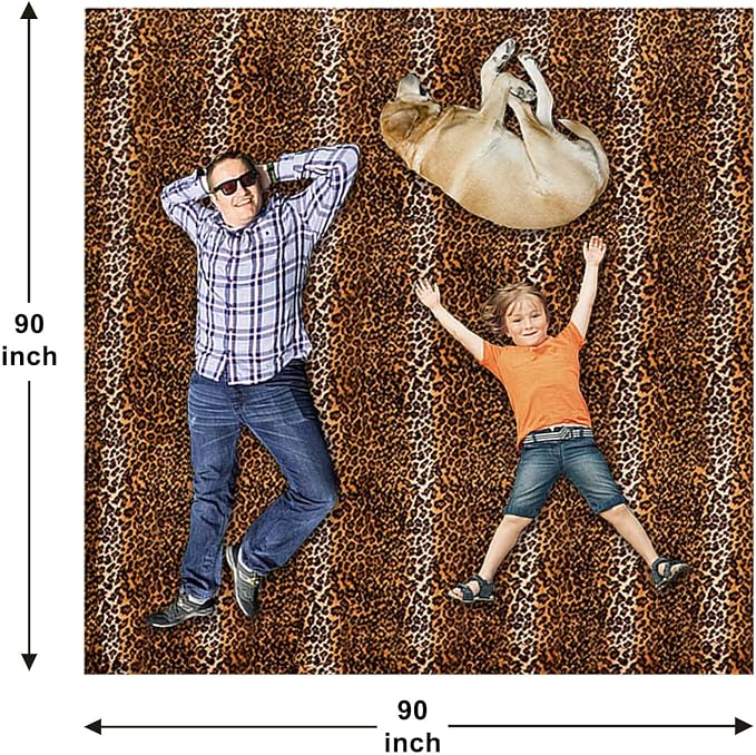 Bnuitland Leopard Print Flannel Blanket, Large Size 90x90 Inches - Image 2
