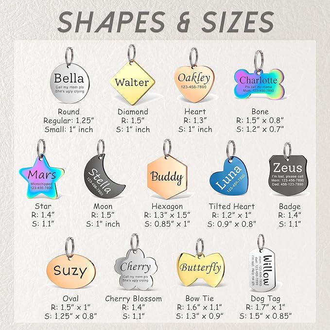 Anavia Personalized Pet ID Tags, Stainless Steel Glossy Laser Engraved Dog Cat - Image 2