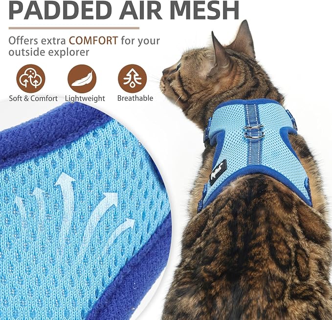 PUPTECK Cat Harness and Leash Set Escape Proof, Reflective Adjustable Soft Mesh - Image 2