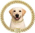 Luxury Cuban Link Dog Collar Gold Crystal Secure Buckle Metal Chain Necklace by Unknown