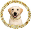 Dog Chain Designer Gold Crystal Pet Collar Cuban Link Chain by Unknown