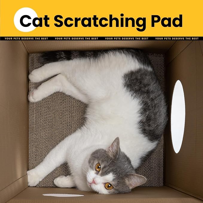 Cardboard Cat House with Scratch Pad & Catnip, Cat Play Scratching House - Image 7