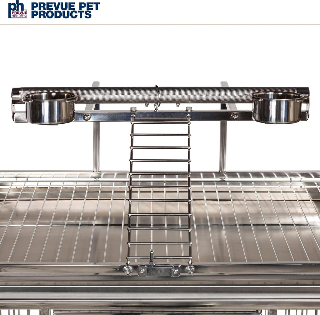Prevue Pet Products Stainless Steel Playtop Bird Cage, Silver - GlobalHabitat Supply